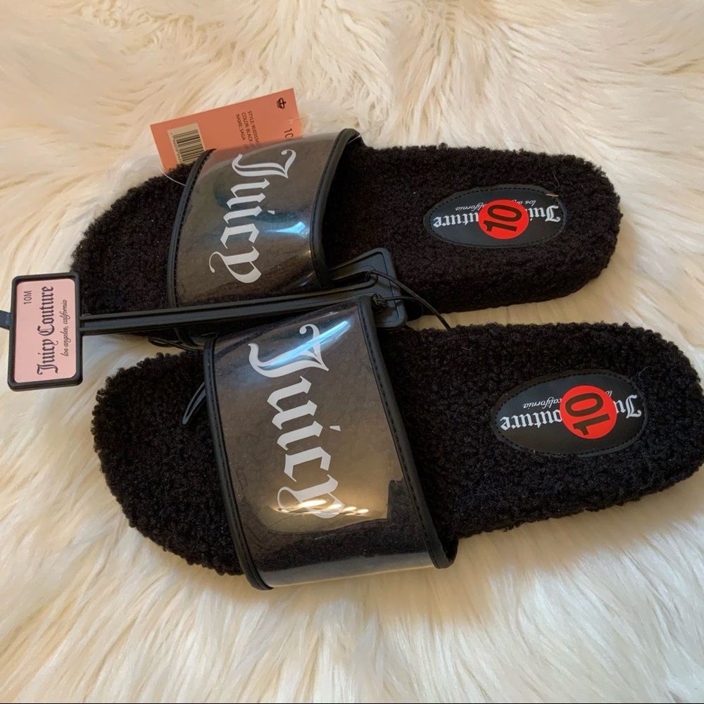 Juicy Couture Saga Fuzzy Slides Shoes - NWT - Size 10 - Picture 8 of 11